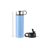 Costway 37892146 22 Oz Double-walled Insulated Stainless Steel Water Bottle with 2 Lids and Straw-Blue