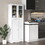 Costway 32748569 Tall Kitchen Pantry Cabinet with Dual Tempered Glass Doors and Shelves-White