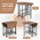 Costway 65318429 3 Pieces Folding Dining Table and Chair Set-Rustic Brown