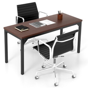 Costway 24983651 55 Inch Conference Table with Heavy-duty Metal Frame-Brown