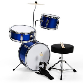 Costway 28367045 5 Pieces Junior Drum Set with 5 Drums-Blue