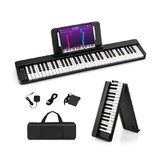 Costway 97351468 61-Key Folding Piano Keyboard with Full Size Keys and Music Stand-Black