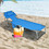 Costway 39680754 Folding Beach Lounge Chair with Pillow for Outdoor-Blue