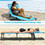 Costway 05982317 Outdoor Folding Chaise Beach Pool Patio Lounge Chair Bed with Adjustable Back and Hole-Turquoise