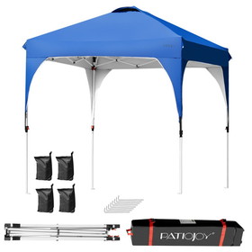 Costway 31295074 6.6 x 6.6 Feet Outdoor Pop Up Height Adjustable Canopy Tent with Roller Bag-Blue