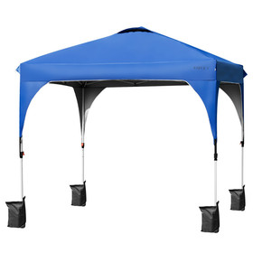 Costway 40569283 10 x 10 Feet Outdoor Pop-up Camping Canopy Tent with Roller Bag-Blue