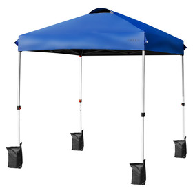 Costway 82096137 6.6  x 6.6 Feet Outdoor Pop Up Camping Canopy Tent with Roller Bag-Blue