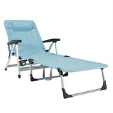 Costway 15692847 Beach Folding Chaise Lounge Recliner with 7 Adjustable Position-Blue