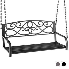Costway 37468159 Outdoor 2-Person Metal Porch Swing Chair with Chains-Black