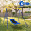 Costway 02576943 700lb Giant 60 Inch Skycurve Platform Tree Swing for Kids and Adults-Blue