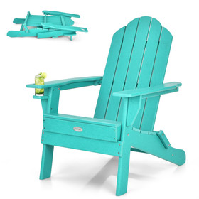 Costway 83279456 Weather Resistant Patio Chair with Built-in Cup Holder-Turquoise