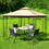 Costway 08275319 10 x 10 Feet L-Shaped Patio Canopy Gazebo Outdoor 2-Tier Steel Tent-Beige