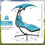 Costway 82937641 Hanging Curved Steel Swing Chaise Lounger with Removable Canopy and Overhead Light-Turquoise
