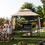 Costway 90721345 13.5 x 4 Feet Patio BBQ Grill Gazebo Canopy with Dual Side Awnings-Beige