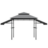 Costway 90721345 13.5 x 4 Feet Patio BBQ Grill Gazebo Canopy with Dual Side Awnings-Gray