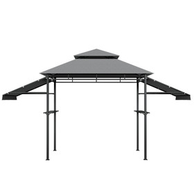 Costway 90721345 13.5 x 4 Feet Patio BBQ Grill Gazebo Canopy with Dual Side Awnings-Gray