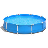 Costway 32981706 Round Above Ground Swimming Pool With Pool Cover-Blue