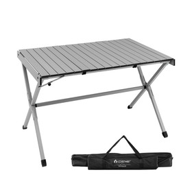 Costway 52893164 4-6 Person Portable Aluminum Camping Table with Carrying Bag-Gray