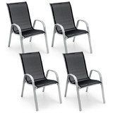 Costway 42976803 4 Pieces Stackable Patio Dining Chairs Set with Armrest-Black