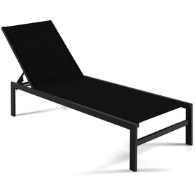 Costway 04125369 6-Position Chaise Lounge Chairs with Rustproof Aluminium Frame-Black