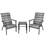 Costway 81706345 3 Pieces Patio Rattan Bistro Set with High Backrest and Armrest-Gray