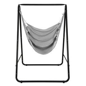 Costway 80372615 Hanging Padded Hammock Chair with Stand and Heavy Duty Steel-Gray
