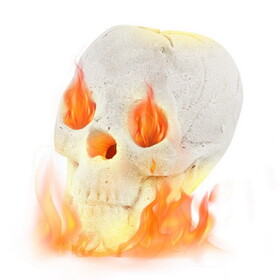 Costway Halloween Fire Pit Skull Halloween Decoration-Beige