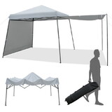 Costway 39618754 Patio 10x10FT Instant Pop-up Canopy Folding Tent with Sidewalls and Awnings Outdoor-Gray