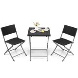 Costway 38154927 3 Pieces Patio Bistro Set with Folding Wicker Chairs and Table-Black