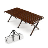 Costway 86523741 Portable Picnic Table with Carry Bag for Camping and BBQ-Brown