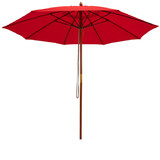 Costway 61582794 9.5 Feet Pulley Lift Round Patio Umbrella with Fiberglass Ribs-Red