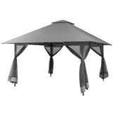 Costway 49786152 13 x 13 Feet Pop-up Instant Canopy Tent with Mesh Sidewall-Gray