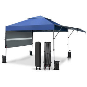 Costway 56721489 10 x 17.6 Feet Outdoor Instant Pop-up Canopy Tent with Dual Half Awnings-Blue