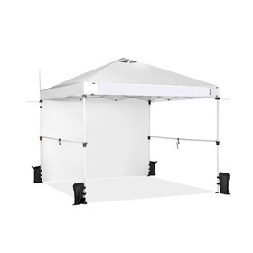 Costway 57326194 10 x 10 Feet Foldable Commercial Pop-up Canopy with Roller Bag and Banner Strip-White