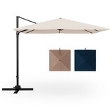 Costway 9.5 Feet Square Patio Cantilever Umbrella with 360° Rotation-Beige