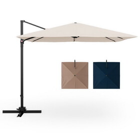Costway 9.5 Feet Square Patio Cantilever Umbrella with 360&#176; Rotation-Beige