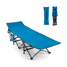 Costway 59137648 Wide Foldable Camping Cot with Carry Bag-Blue