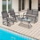 Costway 25386741 4 Piece Patio Glider Conversation Set with Tempered Glass Table Top-Brown