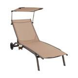 Costway 64735891 Patio Heavy-Duty 5-Level Adjustable Chaise Lounge Chair-Brown