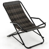 Costway 16523794 Outdoor Patio PE Wicker Rocking Chair with Armrests and Metal Frame-Gray