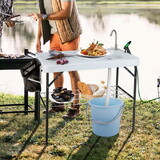 Costway 13975246 Portable Camping Fish Cleaning Table with Grid Rack and Faucet