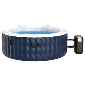 Costway 4 Person Inflatable Hot Tub Spa with 108 Massage Bubble Jets-Blue