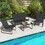 Costway 87396451 4 Pieces Outdoor Conversation Set with Tempered Glass Coffee Table-Black