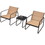 Costway 26189573 3 Pieces Patio Conversation Set with Breathable Fabric and Tabletop-Brown