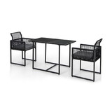 Costway 63985712 3 Pieces Outdoor Dining Set with Folding Backrest and Seat Cushions-Black