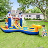 Costway 78146329 7-In-1 Water Slide Park with Splash Pool and Water Cannon without Blower