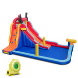 Costway 49781562 5-in-1 Inflatable Bounce House with 2 Water Slides and Large Splash Pool With 735W Blower