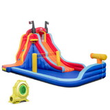 Costway 48123576 5-in-1 Inflatable Bounce House with 2 Water Slides and Large Splash Pool With 950W Blower