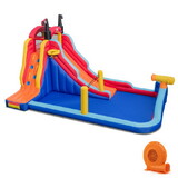 Costway 15934786 5-in-1 Inflatable Bounce House with 2 Water Slides and Large Splash Pool With 750W Blower