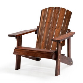 Costway Kid's Adirondack Chair with High Backrest and Arm Rest-Coffee
